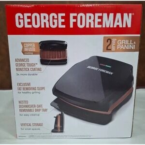 NEW George Foreman Individual Size Conpact Grill & Panini Press - Bronze & Black